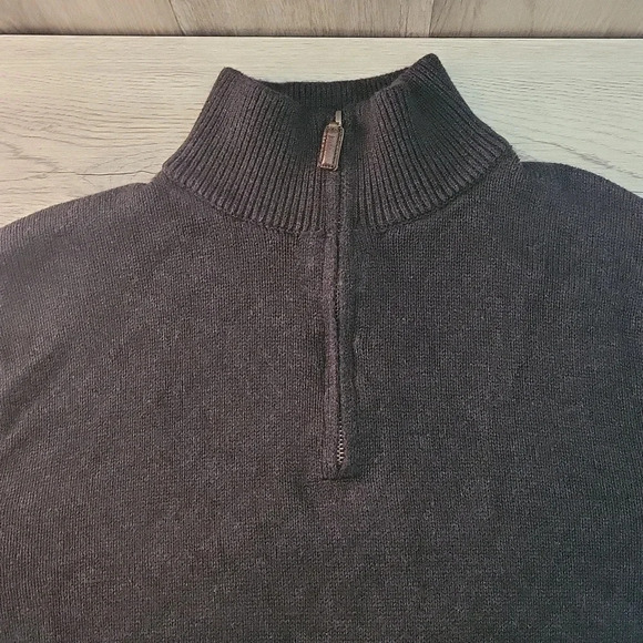 🛍J Crew Cotton‎ Cashmere Charcoal Grey Quarter Zip High Neck Mens Pullover - Picture 3 of 6